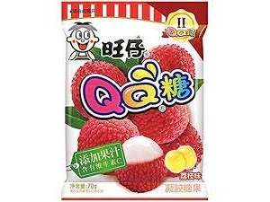 BALA DE GOMA QQ GUMMY SABOR LICHIA PCT 70 GR